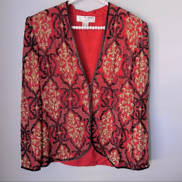 Vintage Niteline by Della Roufogali Beaded Silk Jacket Medium - Picture 1 of 7